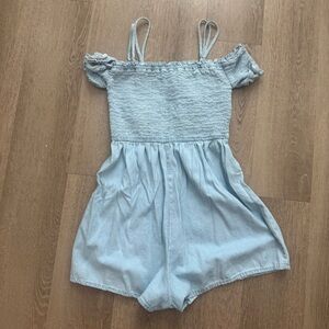 Girls Light Blue Denim Romper - Brand